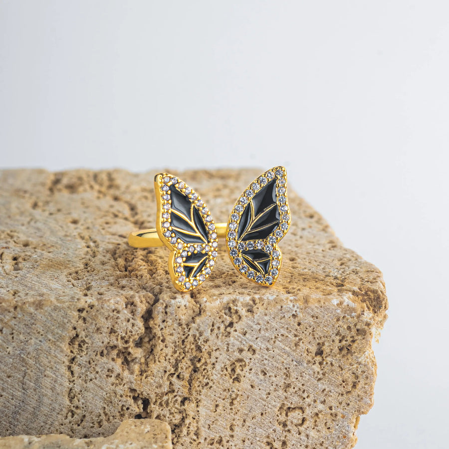 Black Butterfly Ring