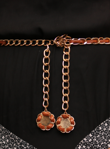 Floral Brown Chained Belt